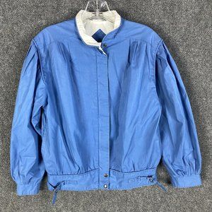 Member's Only Bomber Jacket Women's Size 3/4 Full Zip Blue Polyester Blend